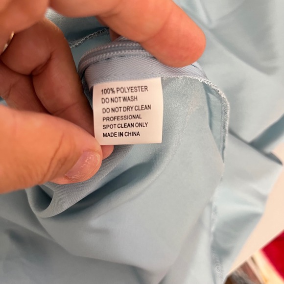 Mac Duggal  Blue Long Sleeve One Shoulder Satin High Low A-line Gown Size‎ 6 NEW - Picture 9 of 10